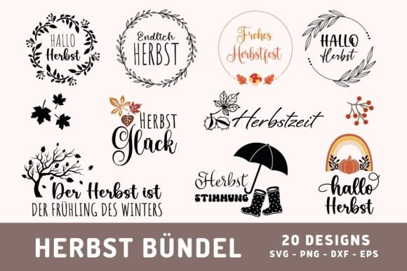 20 German Autumn Plotter Files SVG: Graphics & Illustrations
