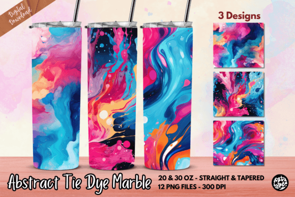 Abstract Tie Dye Marble Tumbler Wrap: Graphics & Print Templates