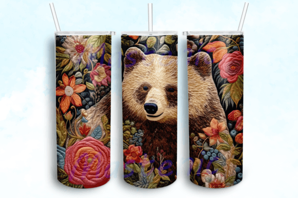 Bear Tumbler Sublimation Design: Graphics for Crafts & Content