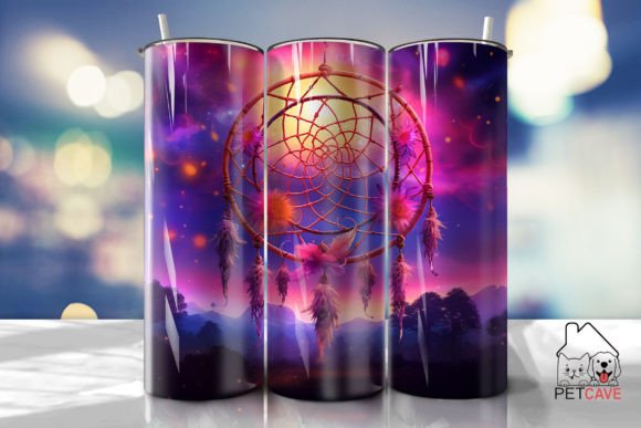 Bright Pink Dream Catcher Tumbler Wrap: Graphics for Crafts & Content