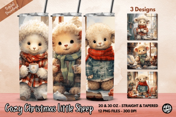 Cozy Christmas Little Sheep Tumbler Wrap: Graphics & Print Templates
