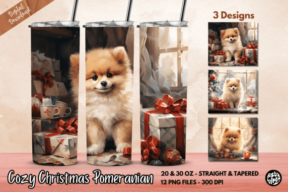 Cozy Christmas Pomeranian Tumbler Wrap: Graphics & Print Templates