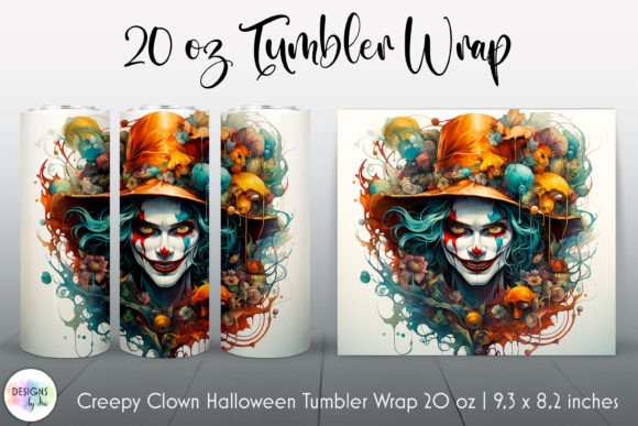 Creepy Clown Face Tumbler Wrap Design: Graphics & Tumbler Wraps