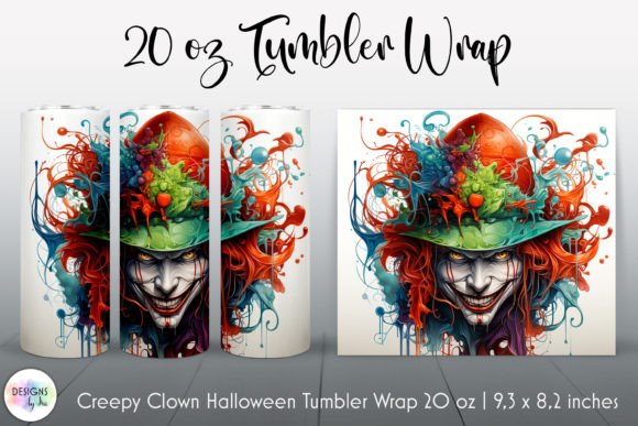 Creepy Clown Halloween Tumbler Design: Graphics & Tumbler Wraps