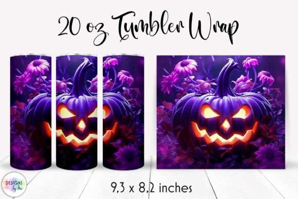Creepy Halloween Pumpkins Tumbler Design: Graphics & Tumbler Wraps