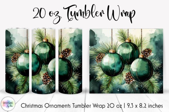 Emerald Christmas Bulbs Graphics: Tumbler Wraps for Seasonal Branding