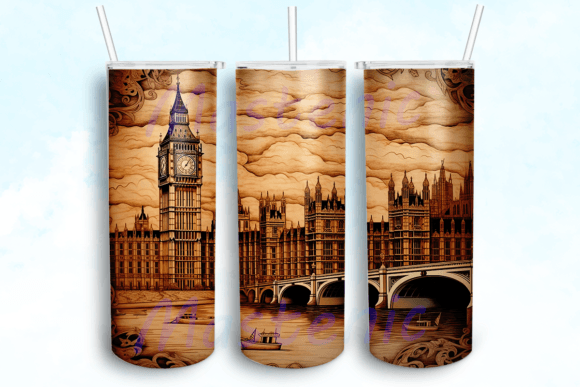 Engraved Wood Big Ben Tumbler PNG: Graphics for Crafts & Branding
