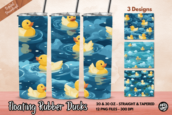 Floating Rubber Ducks Tumbler Wrap: Graphics & Print Templates