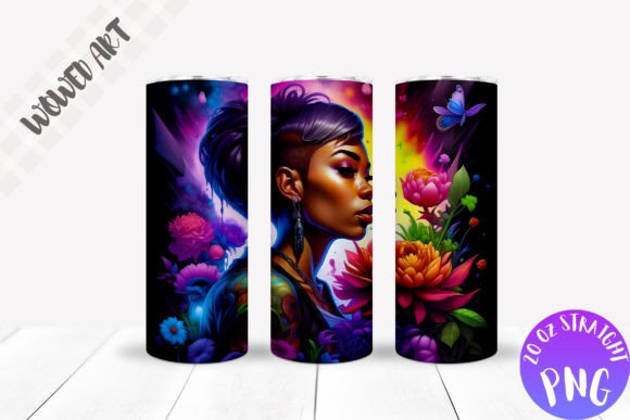 Girl with Flowers Skinny Tumbler Wrap: Graphics for Crafts-Driven Branding