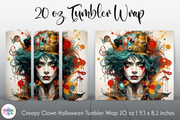 Halloween Clown Face Tumbler Sublimation Graphics & Tumbler Wraps
