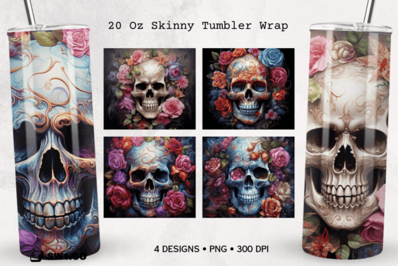 Halloween Skull Rose Tumbler Sublimation: Graphics for Crafts