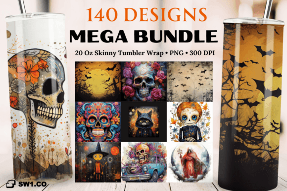 Halloween Tumbler Sublimation Bundles: Graphics for Crafts & Local Branding
