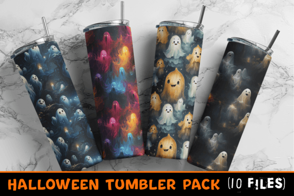 Halloween Tumbler Wrap Sublimation Set: Graphics & Patterns