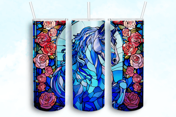 Horse Stained Glass Tumbler PNG