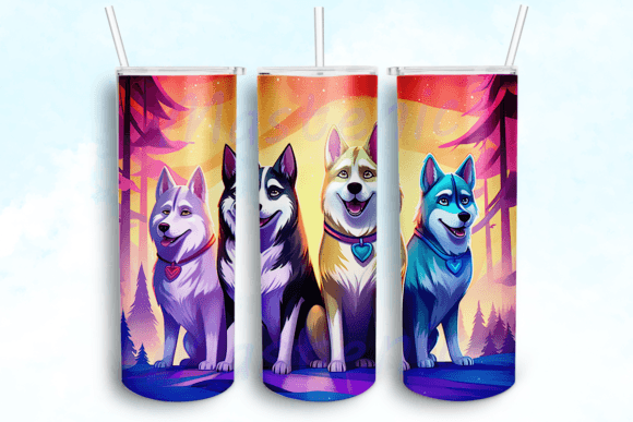 Husky Dogs 20 Oz Skinny Tumbler Graphics for Crafts