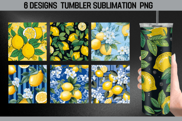 Lemon Tumbler Sublimation Wrap Design: Graphics for Crafts