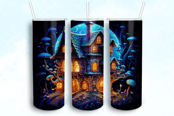 Magical Gingerbread House Tumbler PNG: Graphics for Crafts & Seasonal Branding