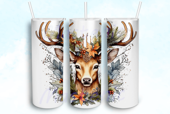 Majestic Christmas Deer Tumbler PNG: Crafts & Graphics for Real Publishing