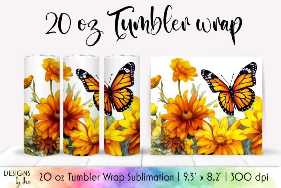 Marigold Flowers Tumbler Wraps: Elegant Graphics Bundle