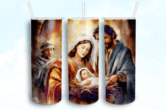 Nativity Scene Tumbler Sublimation Graphics for Crafts