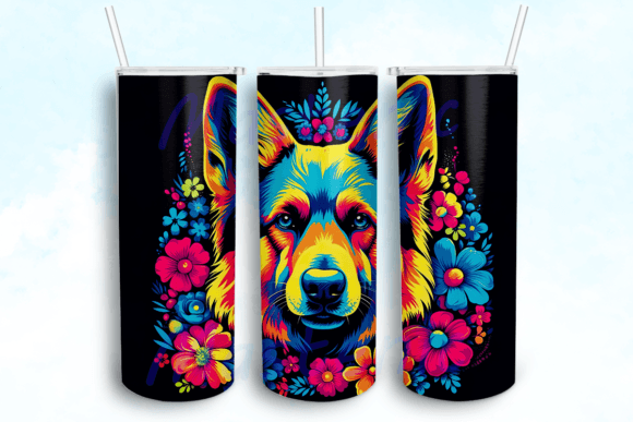Neon German Shepherd Dog Graphics for Crafts