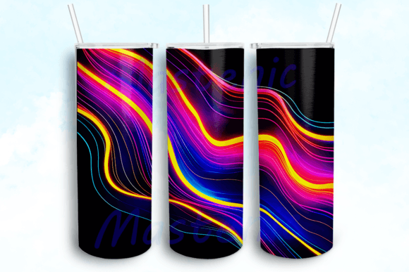 Neon Wavy Lines Tumbler PNG: Graphics for Crafts & Brand Energy