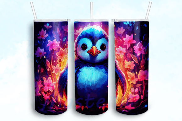 Penguin Tumbler Sublimation Design: Graphics for Crafts & Branding