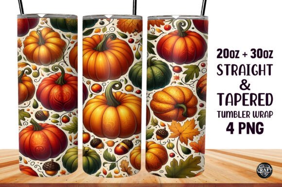 Pumpkin Autumn Tumbler Skinny 20oz Wrap Graphics
