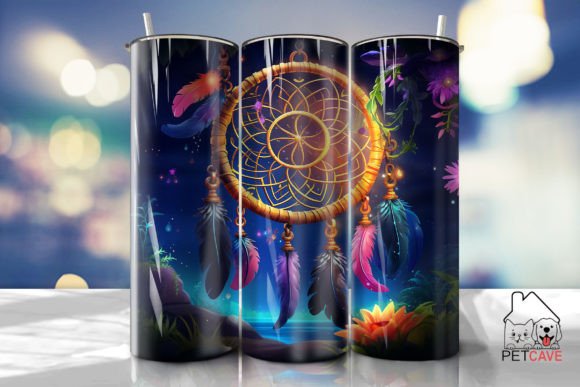 Radiant Neon Dream Catcher Tumbler Wrap: Graphics for Crafts Brands
