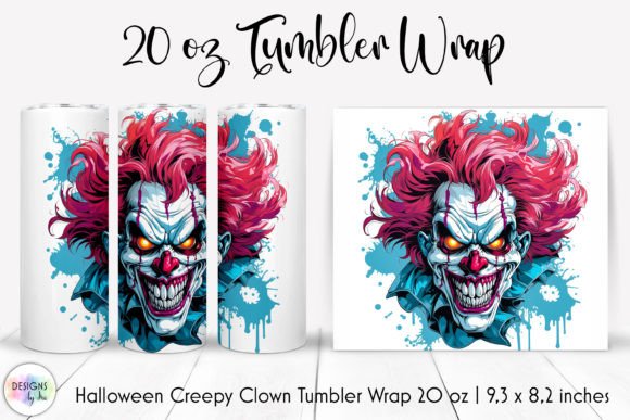 Scary Clown Halloween Tumbler Design: Graphics & Tumbler Wraps