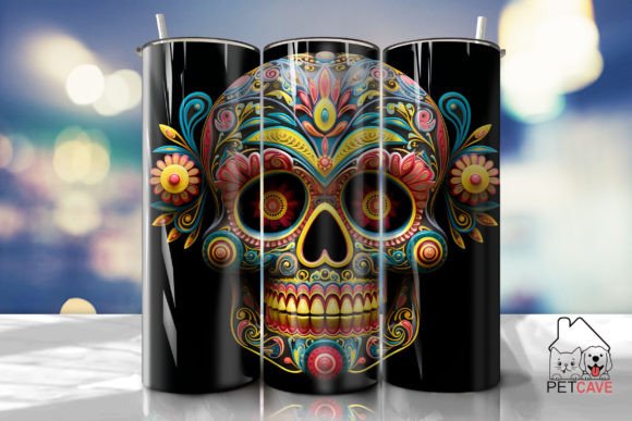 Skull Day of the Dead Tumbler 2 Graphics for Crafts