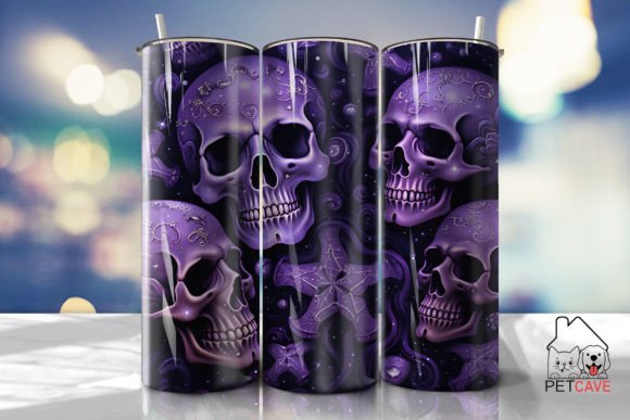 Sparklecore Purple Skulls Tumbler Wrap: Graphics for Bold Crafts Projects