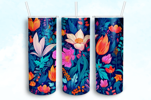 Spring Flowers Tumbler Sublimation Graphics for Crafts