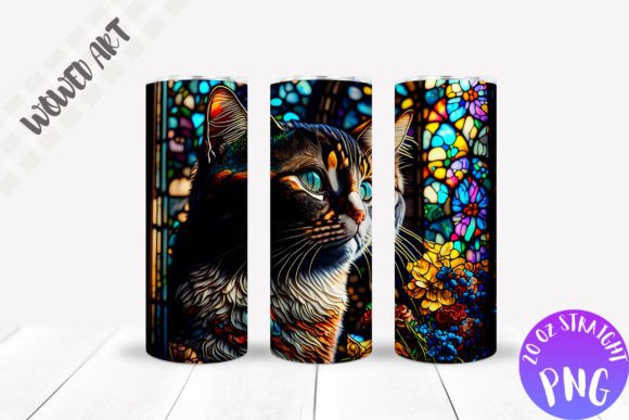 Stained Glass Cat Tumbler Wrap: Graphics for Crafts-Driven Branding