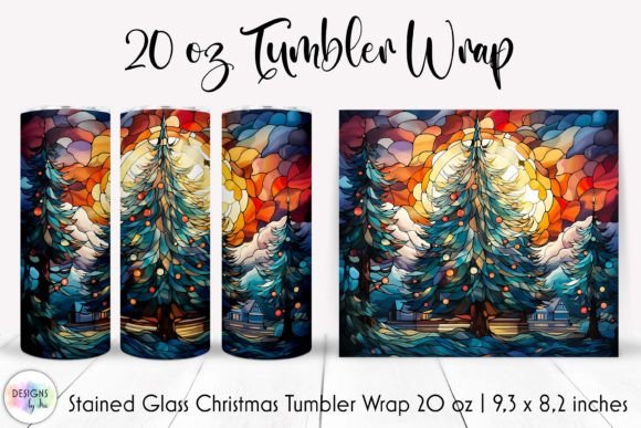 Stained Glass Christmas Tree Tumbler PNG: Graphics for Festive Tumbler Wraps