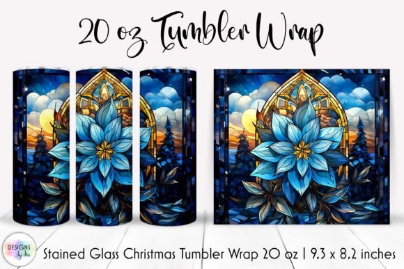 Stained Glass Poinsettia Tumbler Wrap: Graphics for Festive Local Branding