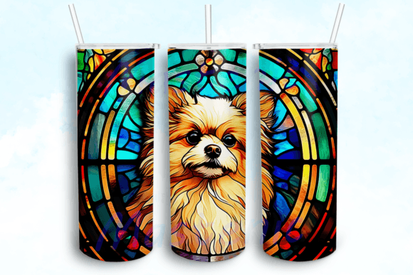 Stained Glass Pomeranian Tumbler PNG: Crafts & Graphics for Real Makers