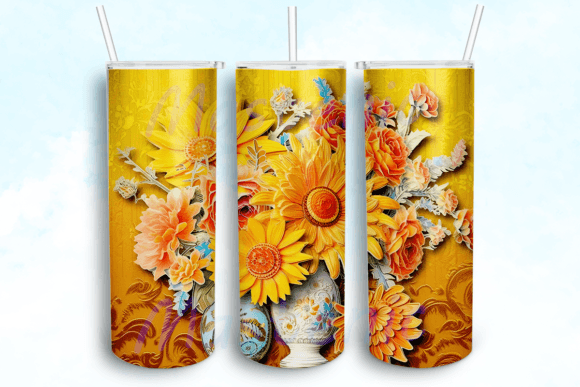 Sunflower Tumbler Sublimation Design: Graphics for Crafts & Content