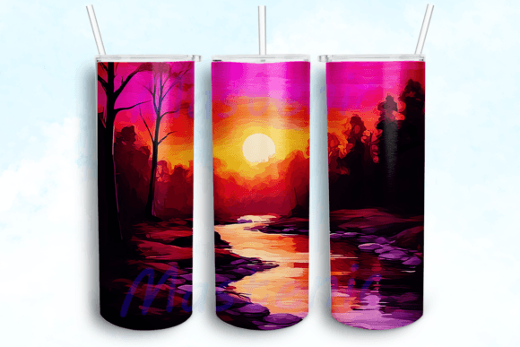 Sunset Tumbler Sublimation Design: Graphics for Crafts Projects