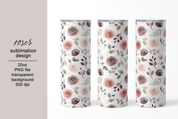 Tumbler Sublimation Design with Roses: Graphics for Crafts