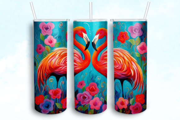 Two Flamingos 20 Oz Skinny Tumbler Graphics for Crafts