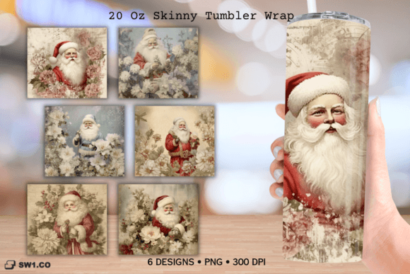 Vintage Christmas Tumbler Sublimation: Graphics for Crafts & Branding
