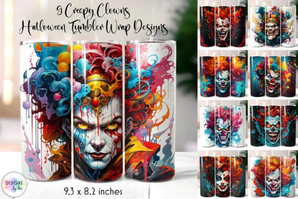 Vintage Clown Face Tumbler Wrap Bundle: Graphics for Bold Tumbler Wraps