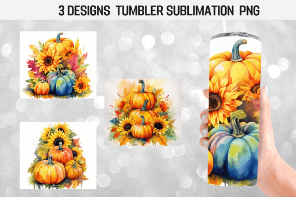 Watercolor Pumpkin Tumbler Graphics for Crafts
