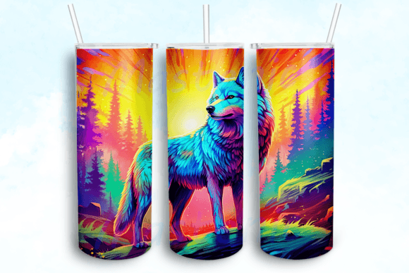 Wolf 20 Oz Skinny Tumbler Sublimation Graphics